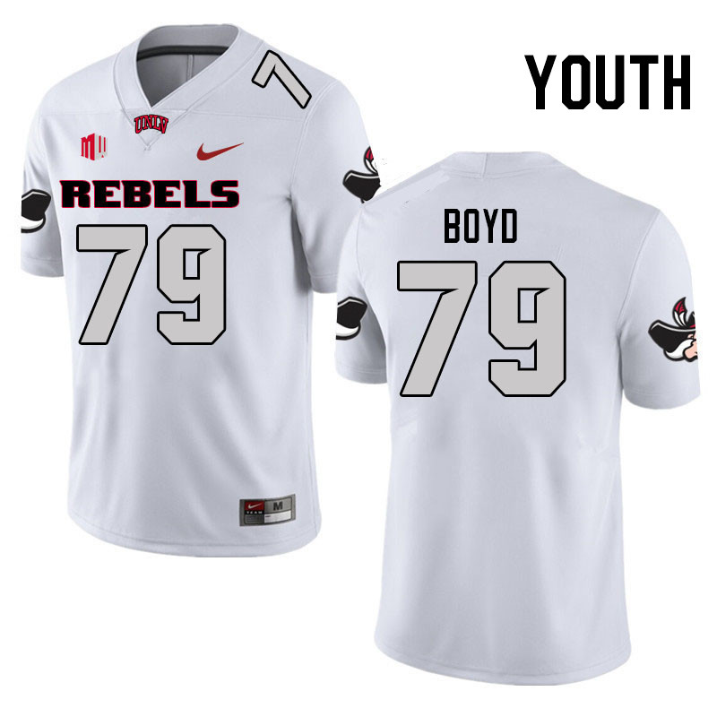 Youth #79 Austin Boyd UNLV Rebels College Football Jerseys Stitched Sale-White